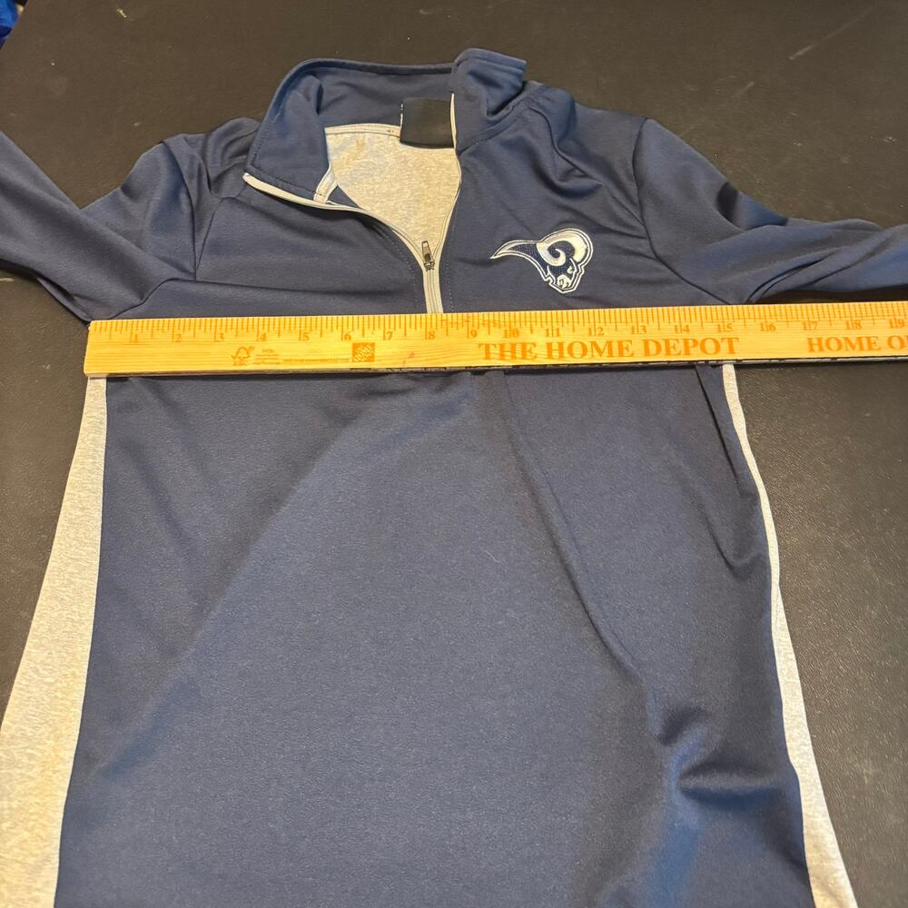 NFL Youth LA Rams 1/4 Zip Pullover Long Sleeve Shirt Blue Gray Team Apparel M - Picture 7 of 7